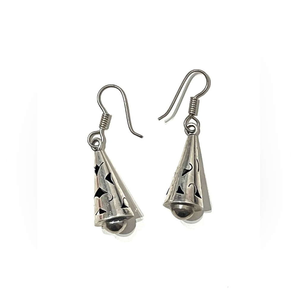 Sterling Silver 925 Cut Out Drop Earrings
